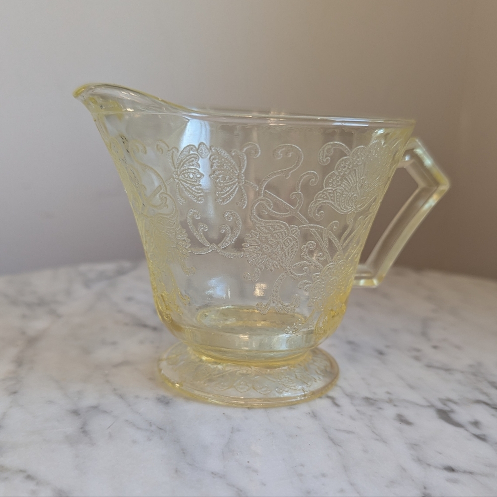 Vintage Hazel Atlas Florentine Creamer Poppy Yellow Depression Yellow